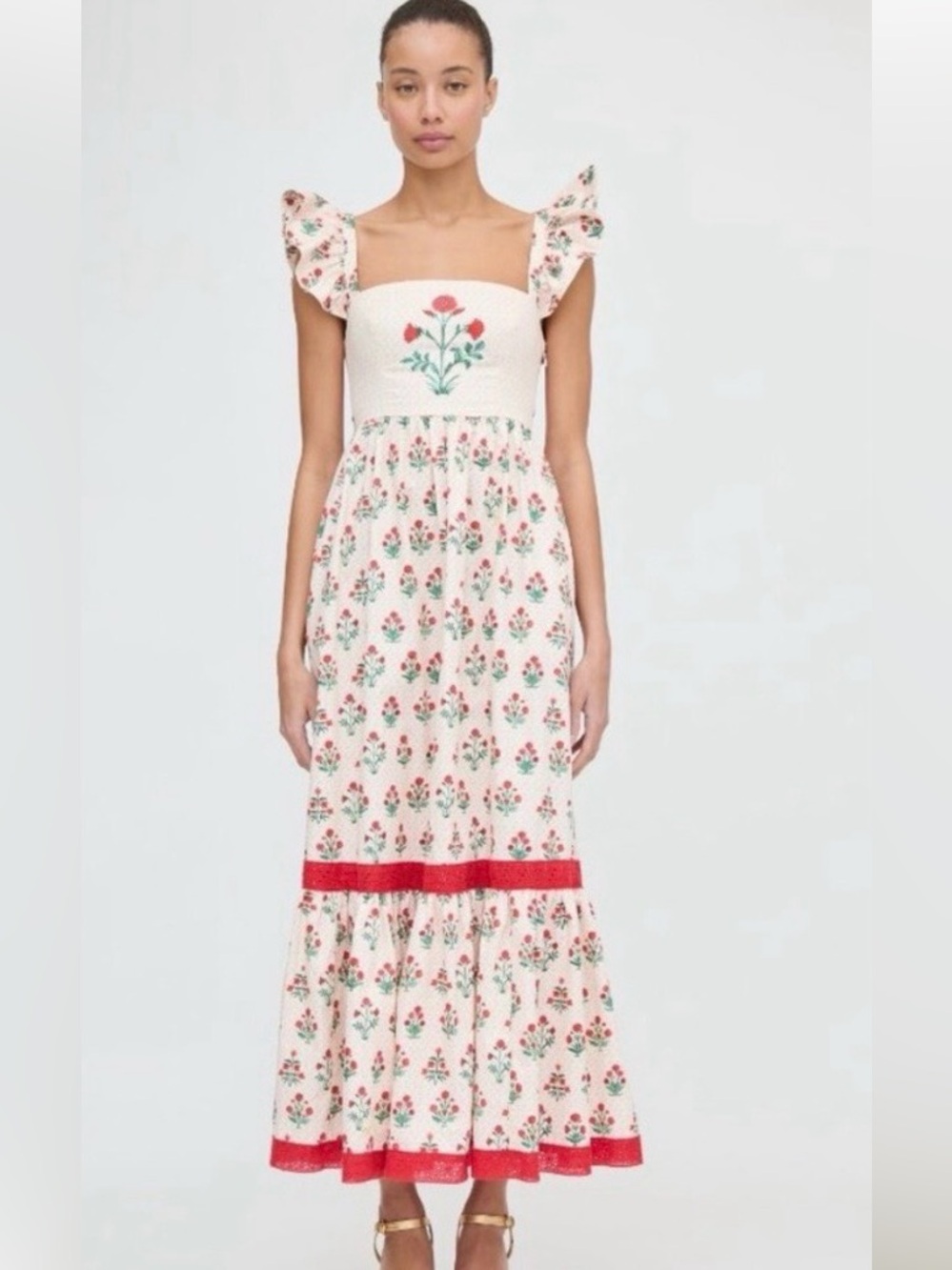 Hill House Pippa Dress in Poppy Block Print, size M